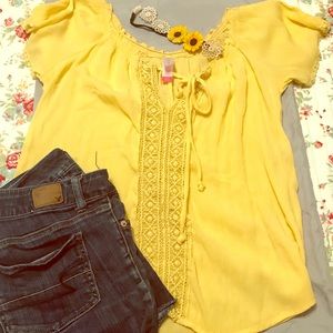 Yellow lace top